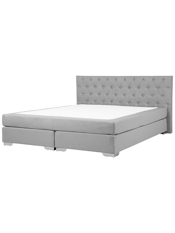 Beliani Boxspring Bett DUCHESS in Grau/Silber - (W) 191 x (H) 112 x (L) 211 cm günstig kaufen onesize