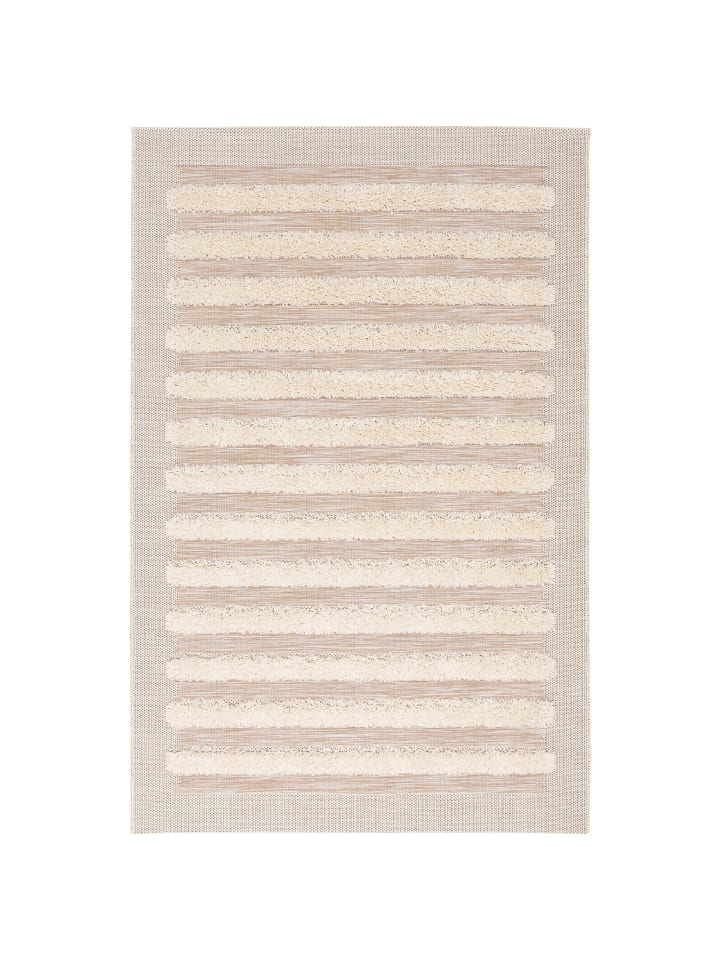 Pergamon In & Outdoor Teppich Shaggy Juist Streifen in Creme günstig kaufen