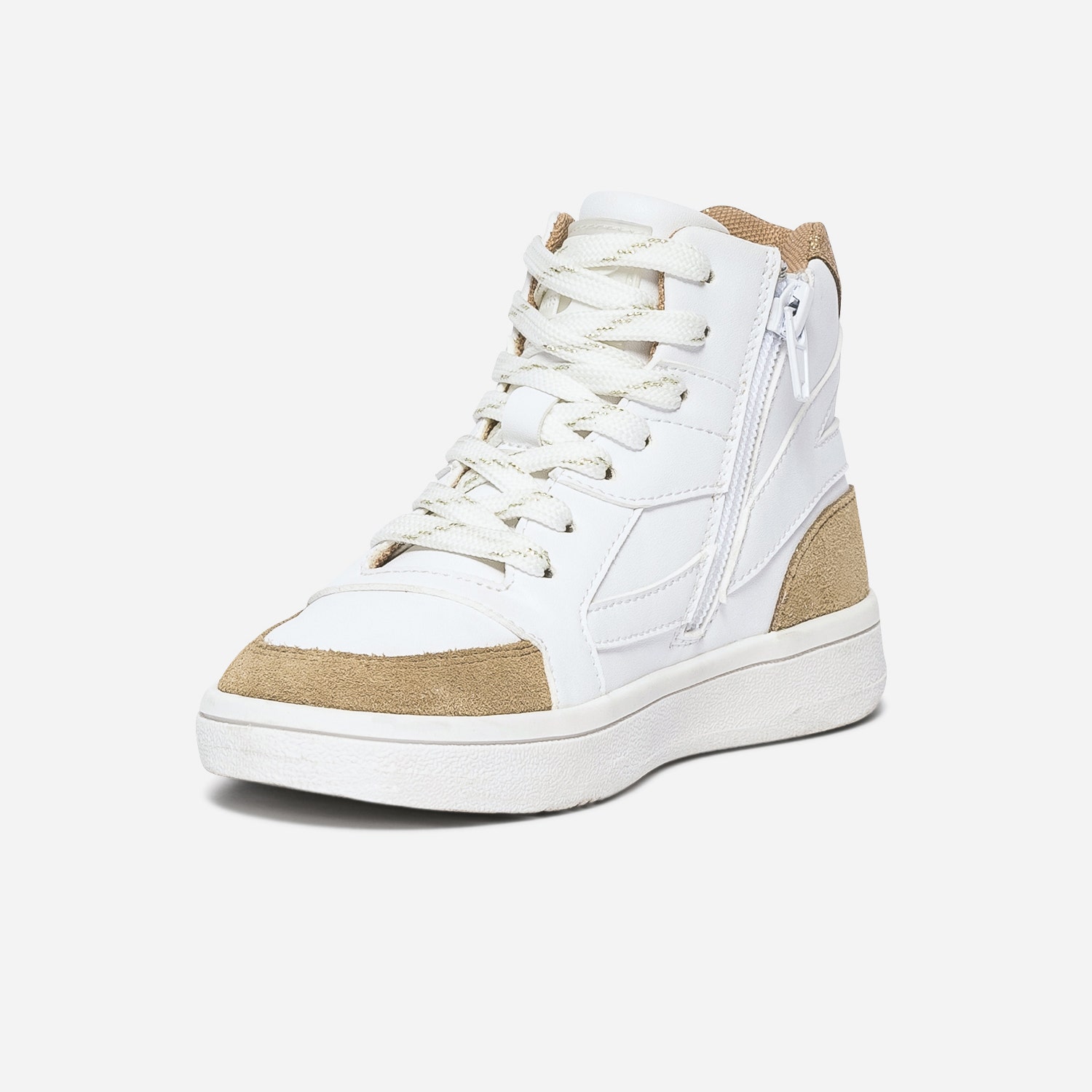 Basket BUGGY blanche bords marron