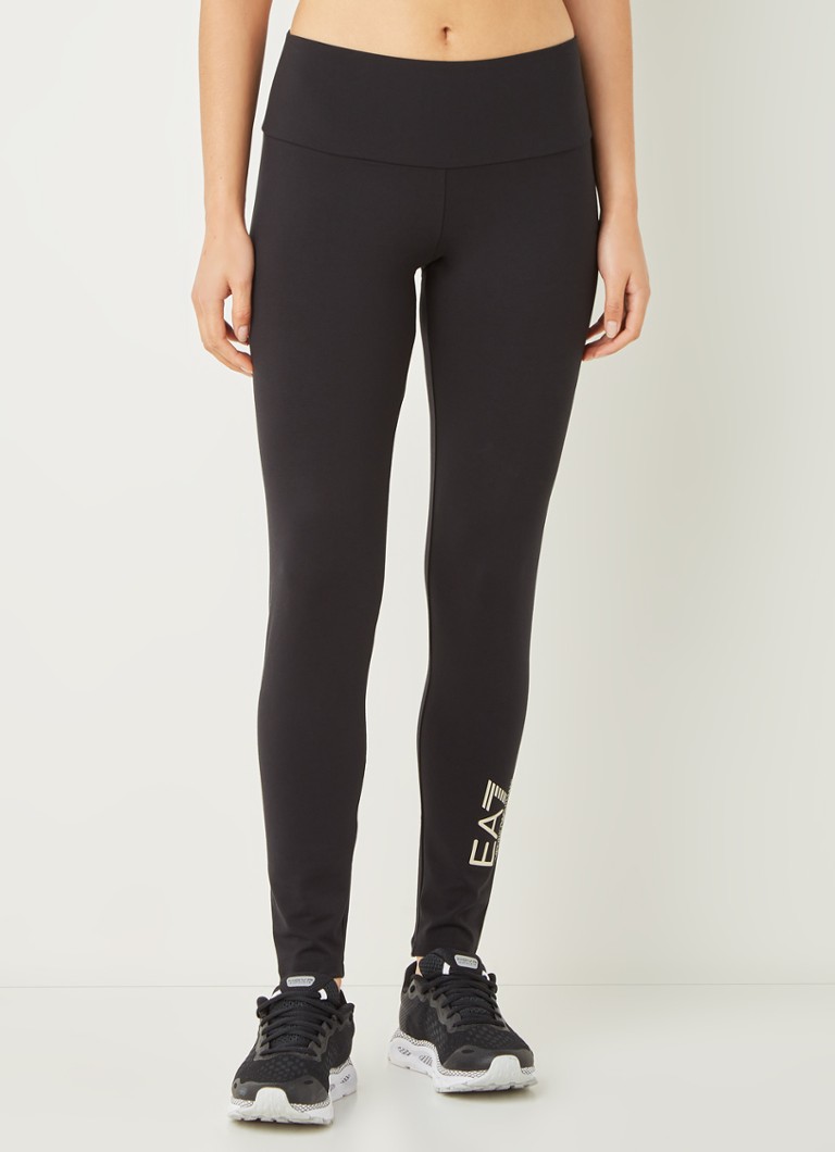 Leggings sportivi a vita alta con logo metallico di Emporio Armani