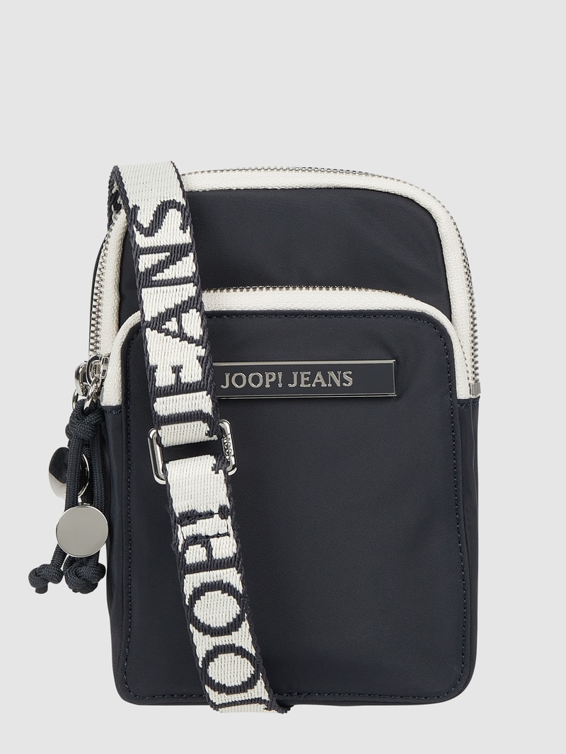 Handytasche mit Metall-Logo Modell 'Maria' in marineblau