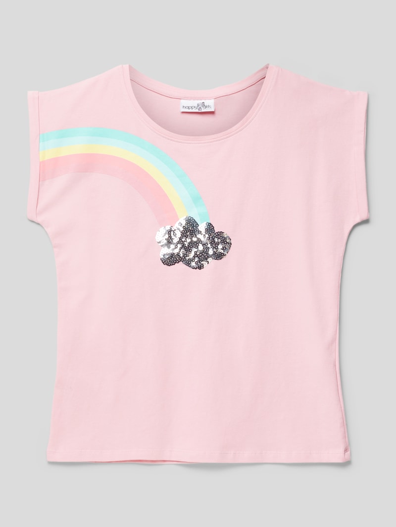 T-Shirt mit Motiv-Applikation in hellrosa