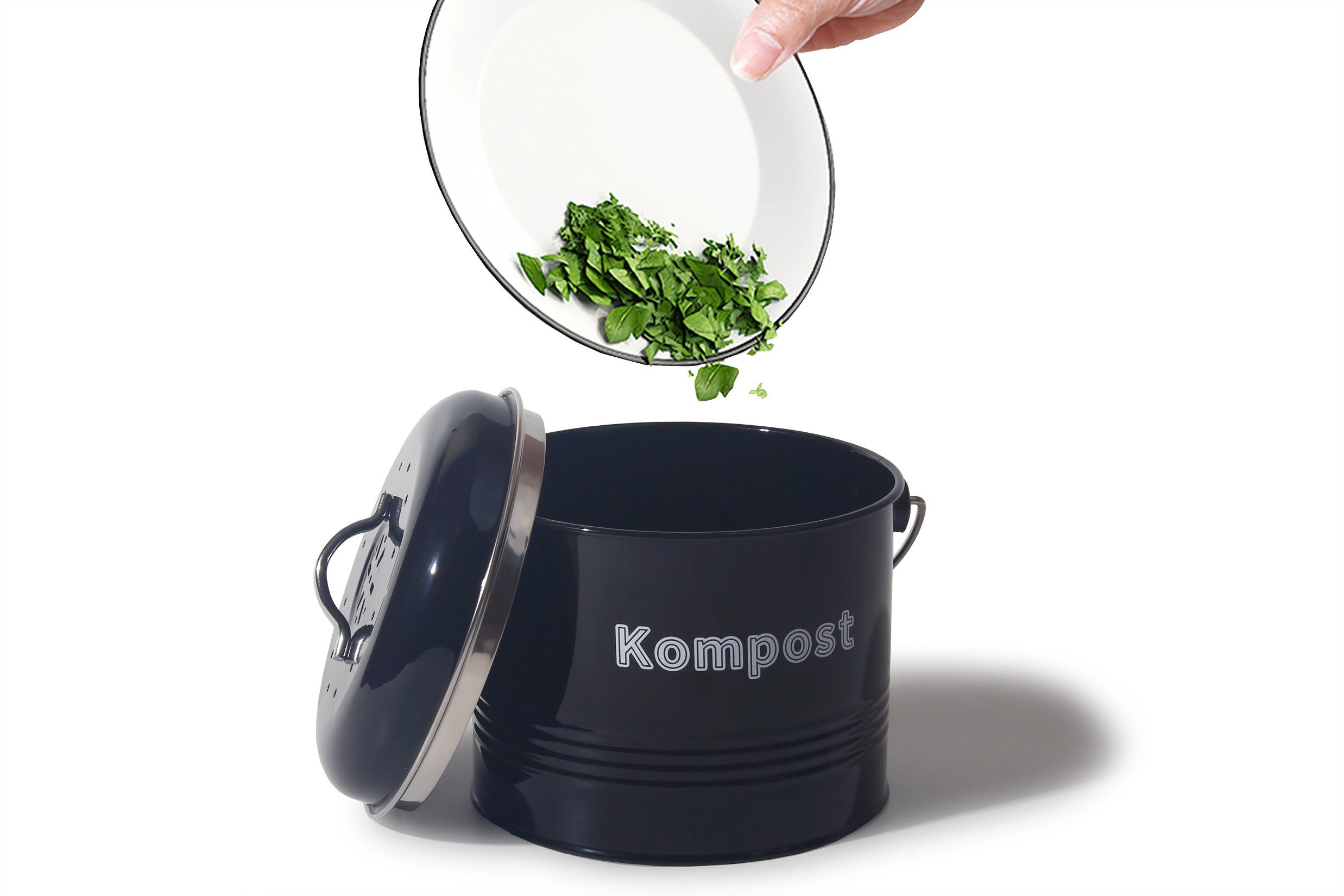 Zedelmaier Biomülleimer Biomülleimer Küche, Bio Mülleimer, Komposteimer Metall, Geruchsdicht mit Aktivkohlefiltern, Biomüll Retro 3,5L