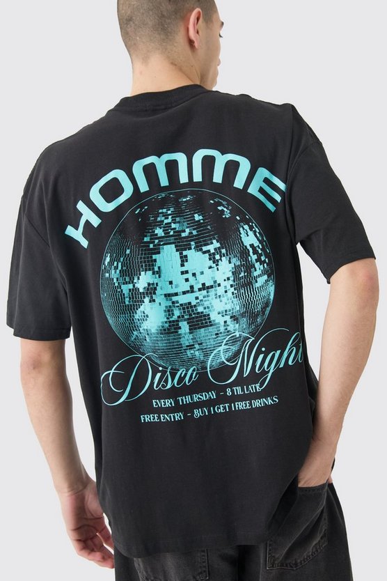 Oversize T-Shirt mit Homme Disco Print