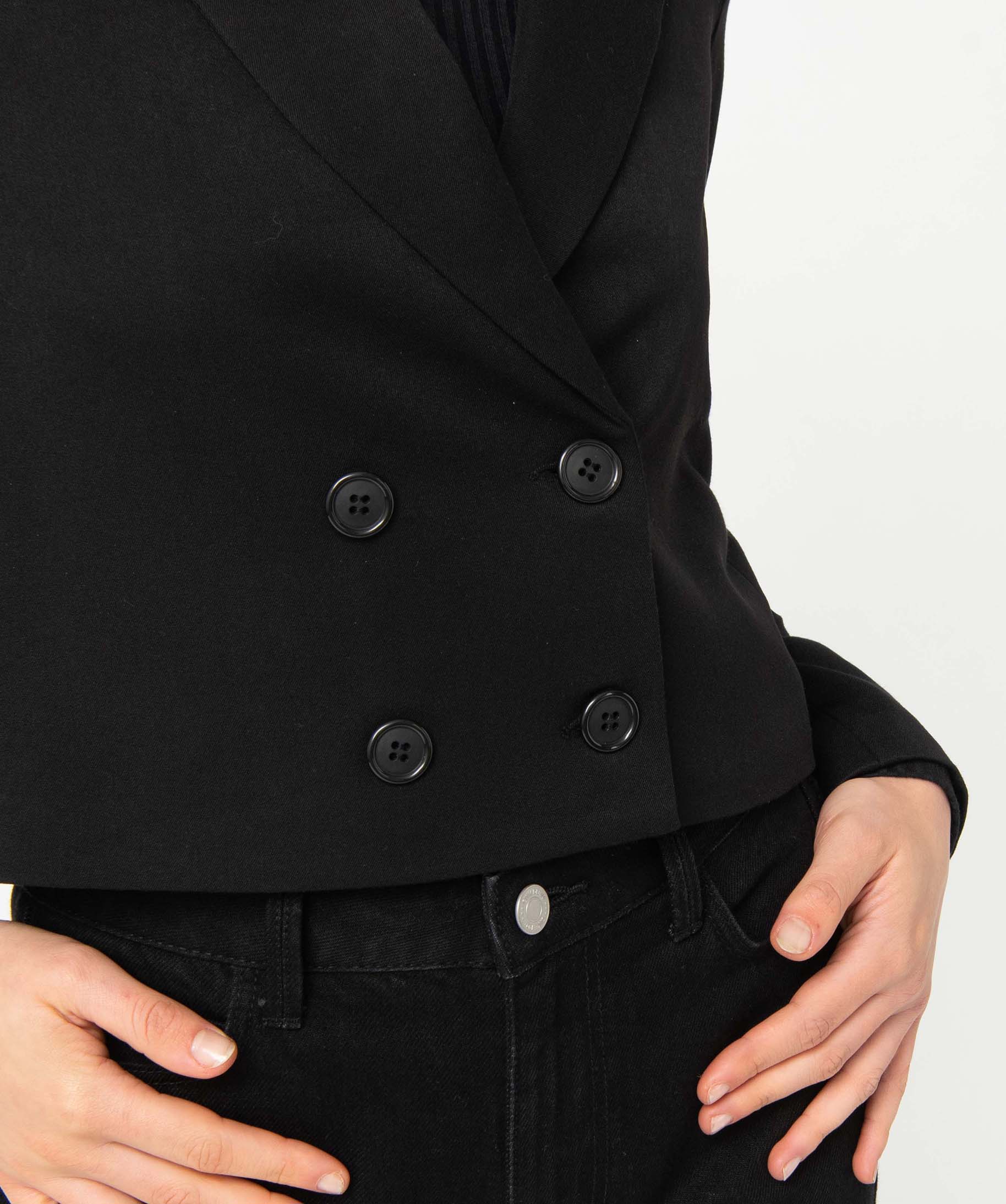 Veste femme coupe courte fermeture croisée noir | GEMO
