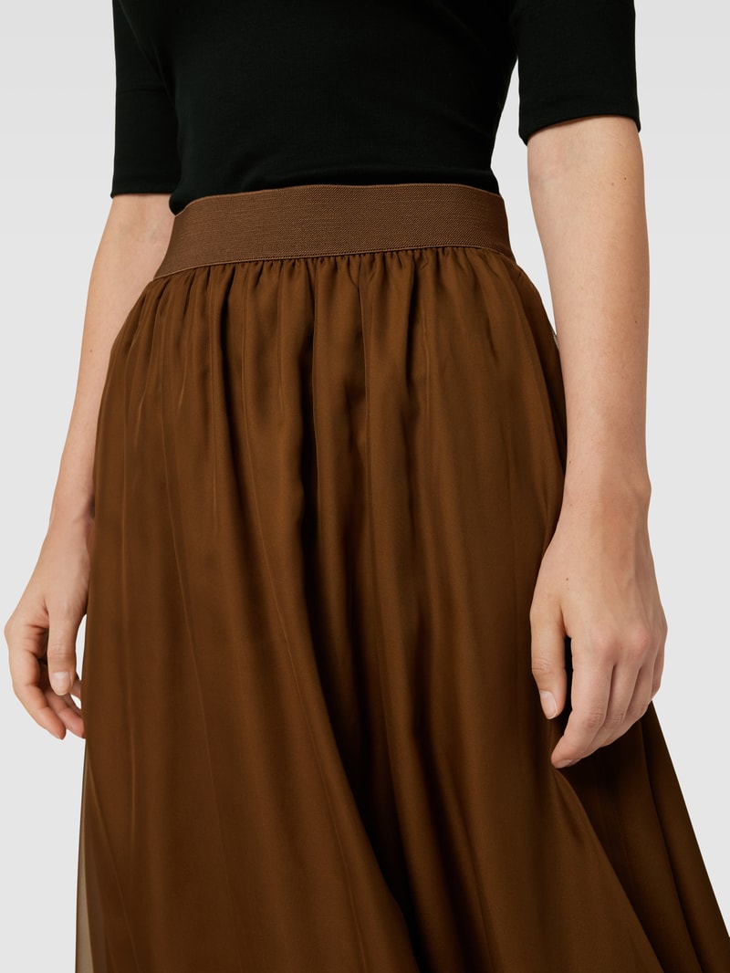 Midirock mit elastischem Bund Modell 'Coral' in cognac