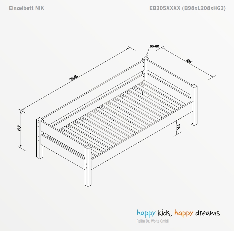 Relita Einzelbett NIK (inkl. Rollrost) natur