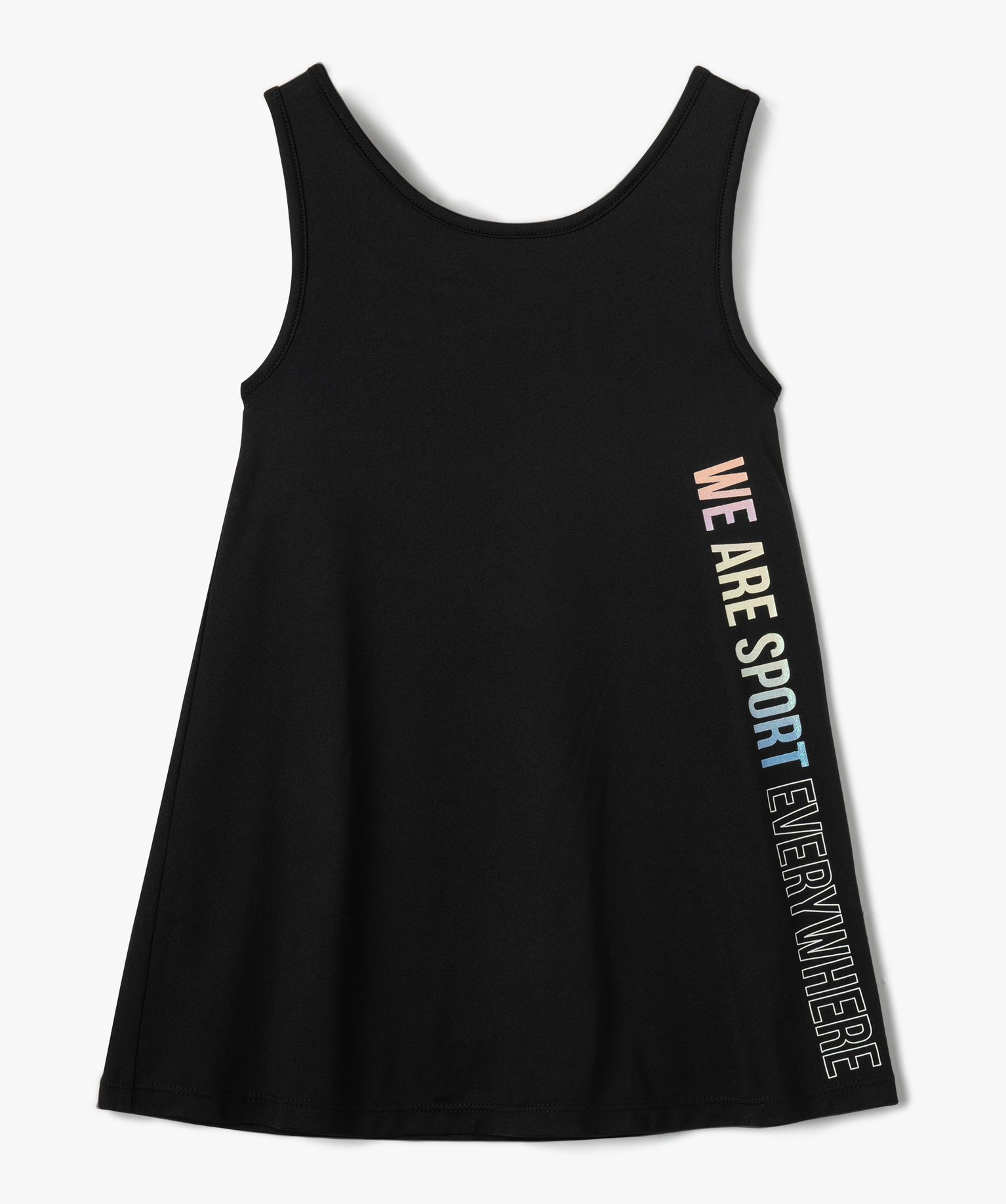 Robe fille avec combishort intégré en microfibre noir | GEMO