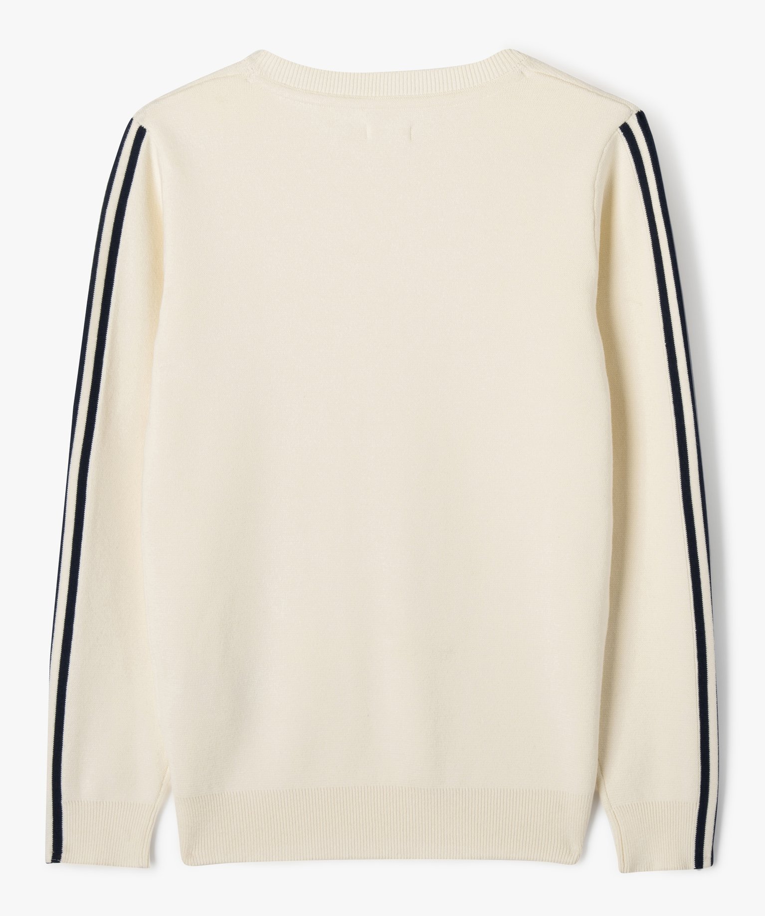 Pull à col rond avec bandes colorées sur les manches Garçon beige | GEMO