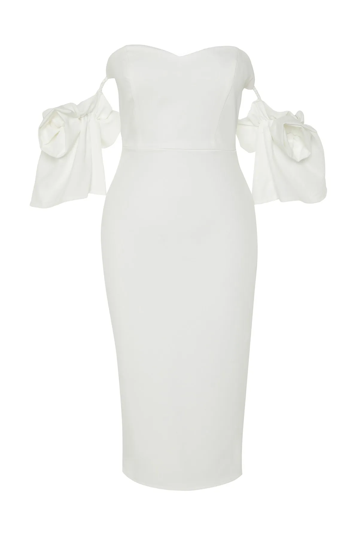 Trendyol Collection  Ecrufarbenes, figurbetontes, gewebtes, gefüttertes Hochzeits-/Nikah-Elegantes Abendkleid TPRSS23EL00541