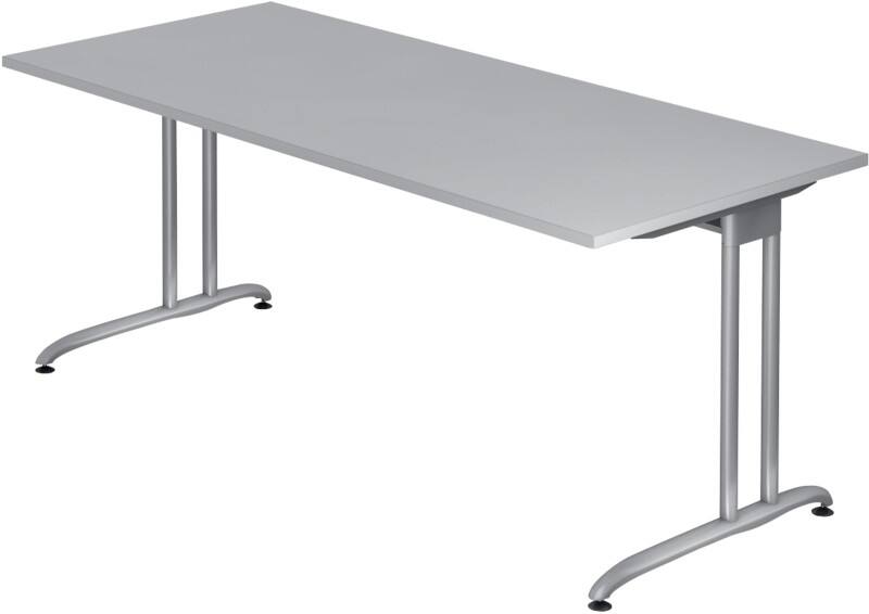 Hammerbacher VBS19/5/SDEAUFB Nicht Höhenverstellbar Gerader Schreibtisch Melamin Silber T-Fuß 1.800 x 800 x 720 mm Mit Aufbau