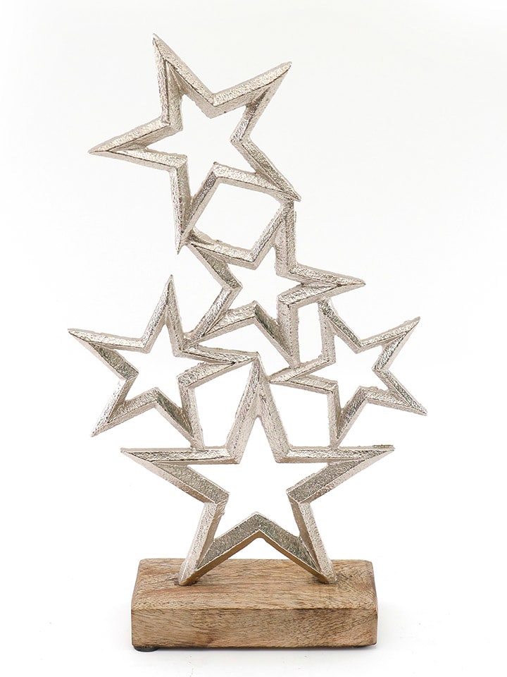 SiL Interiors Dekoobjekt ''Stars'' in Hellbraun/ Silber - (B)19 x (H)31 x (T)7 cm günstig kaufen onesize