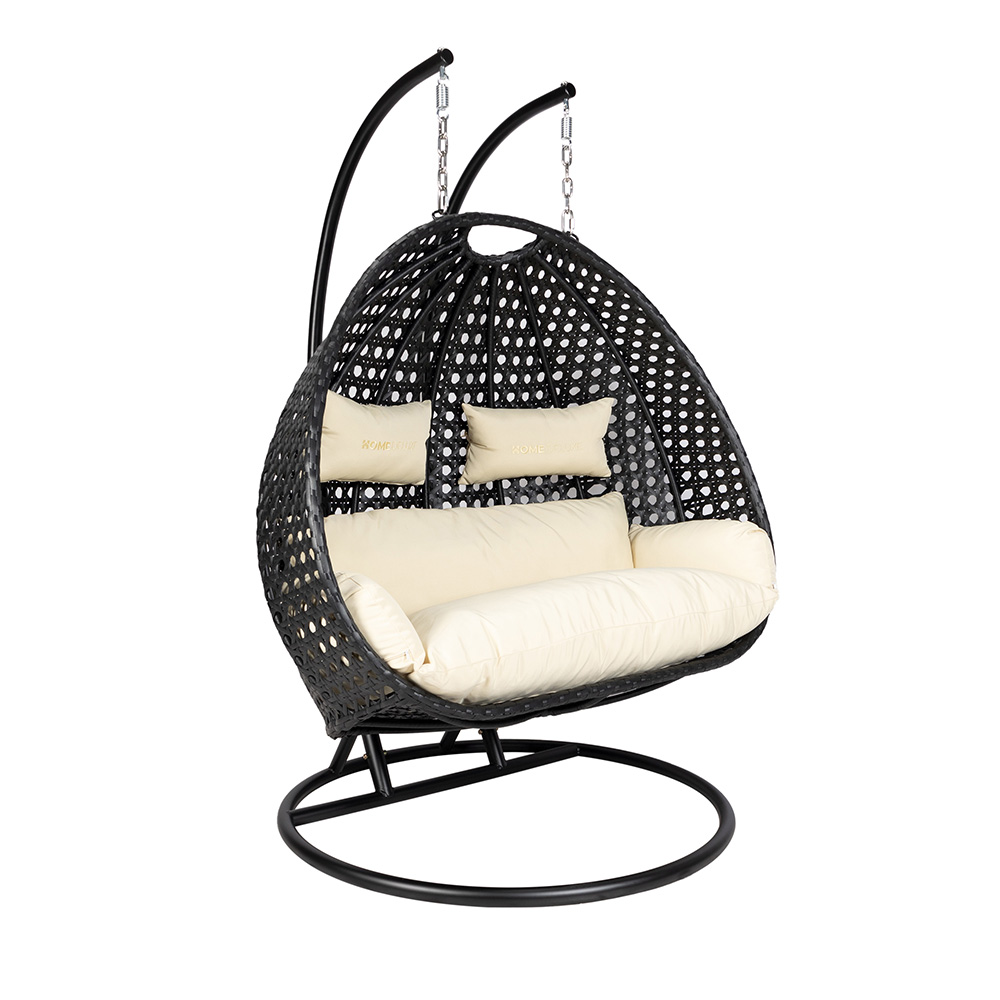 Home Deluxe Polyrattan Hängesessel TWIN DELUXE - Schwarz