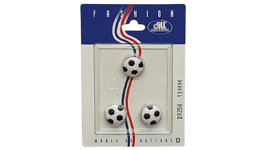 Dill Fussballknopf mit Öse Ø 13mm 3er Pack schwarz