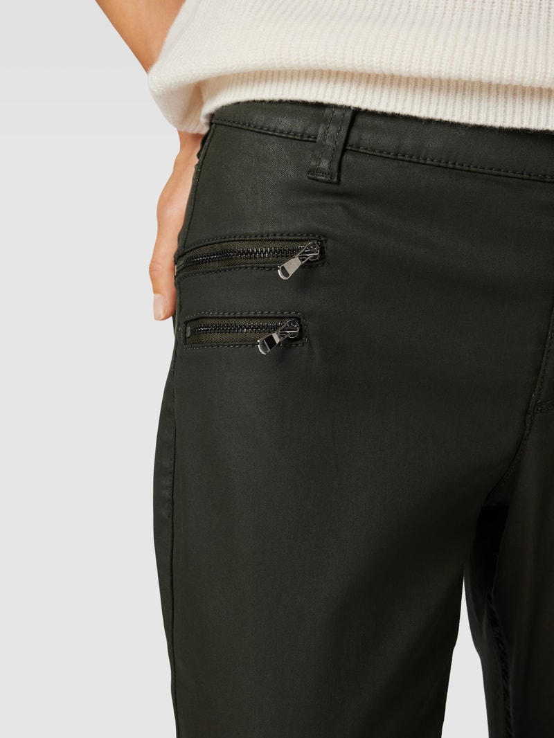 Skinny Fit Jeans mit Reißverschlusstaschen in dunkelgrün