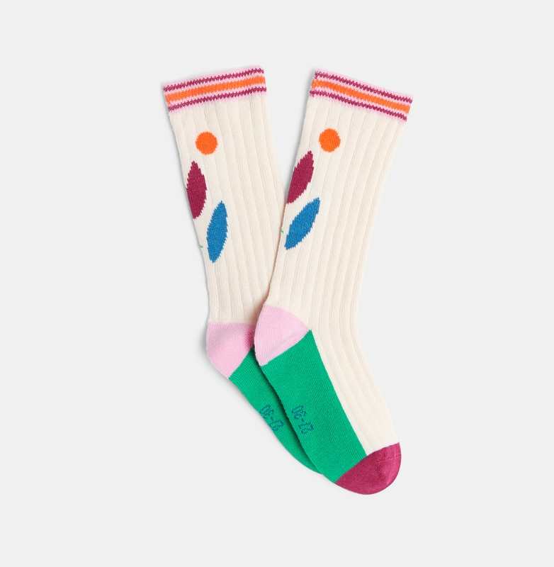 Chaussettes hautes filles imprimé floral blanches Catimini