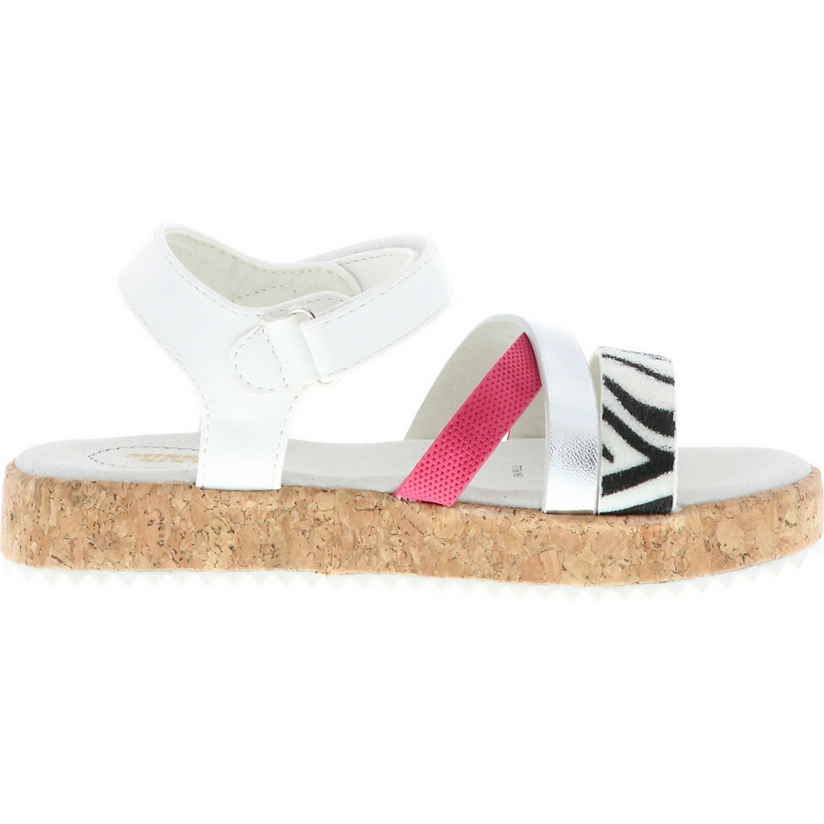 Kinder Mädchen Sandalen Riemchen silber/weiß/pink/zebra