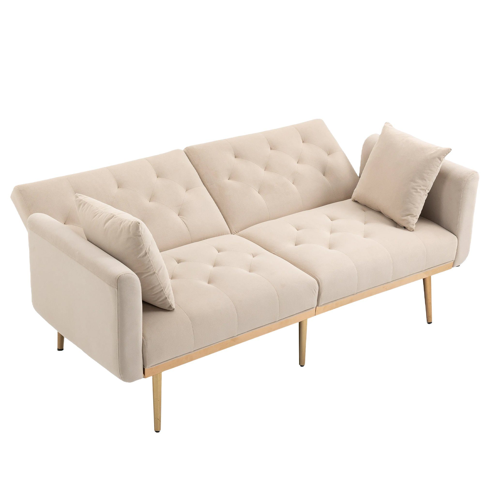 Odikalo Loungesofa Doppelsofa Schlafsofa Samt multifunktion Metallfüßen mehrfarbig
