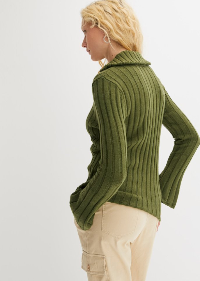 Ripppullover mit Troyerkragen