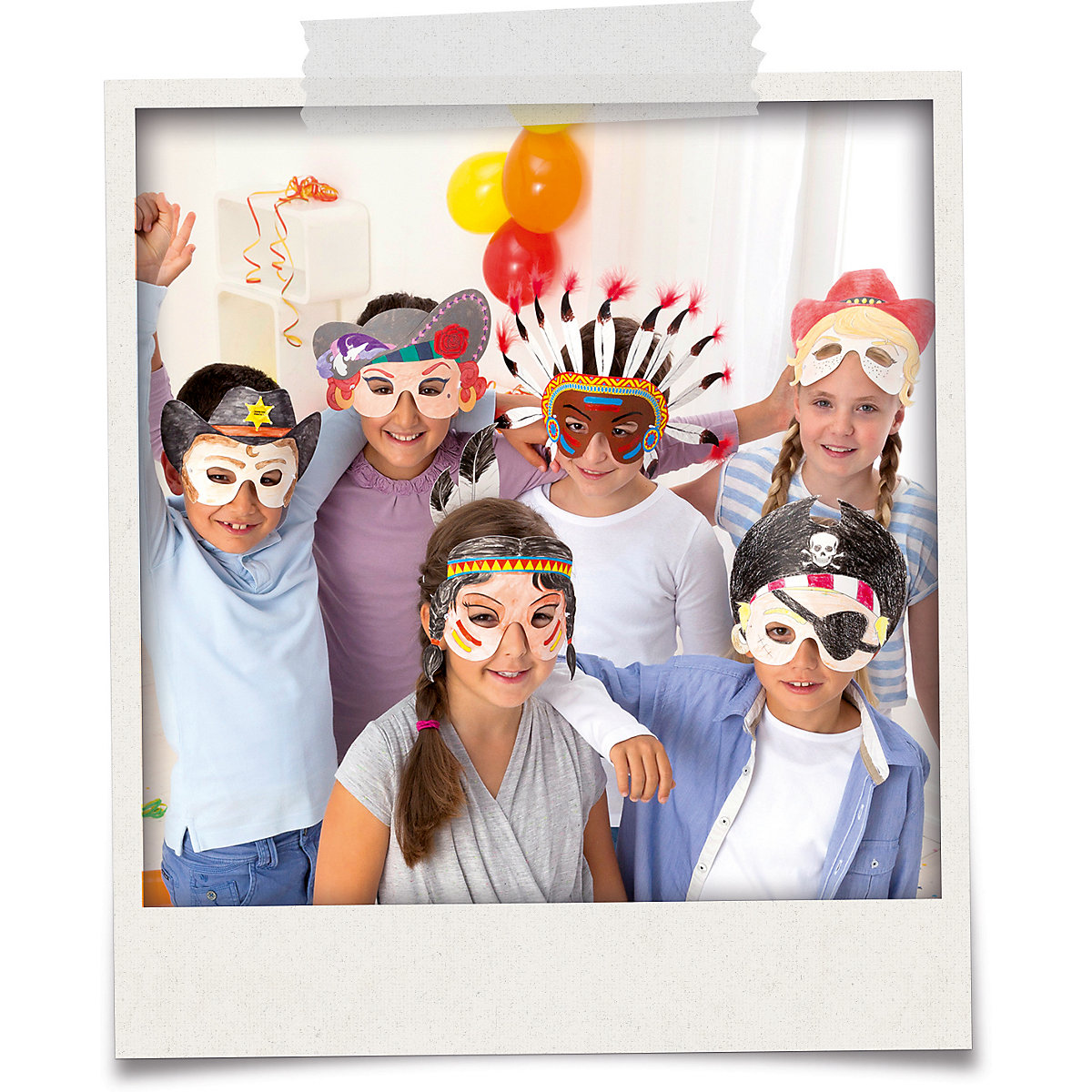 Pappmaskenset Kinder, 6 Stück