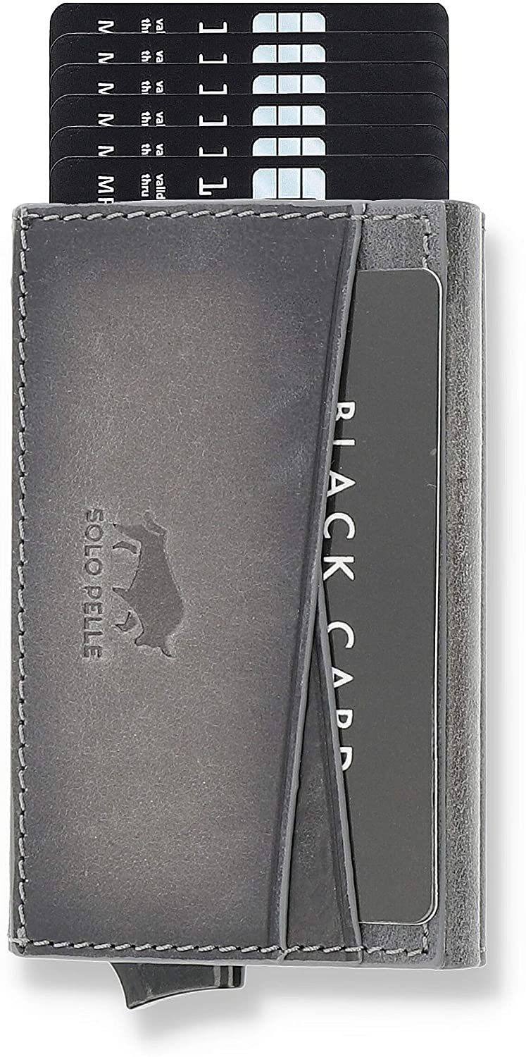 Solo Pelle Mini Geldbörse Kartenetui, Kreditkartenetui, Leder Geldbörse Slim Wallet Münzfach, echtes Leder aus Europa, elegantes Design mit RFID Schutz
