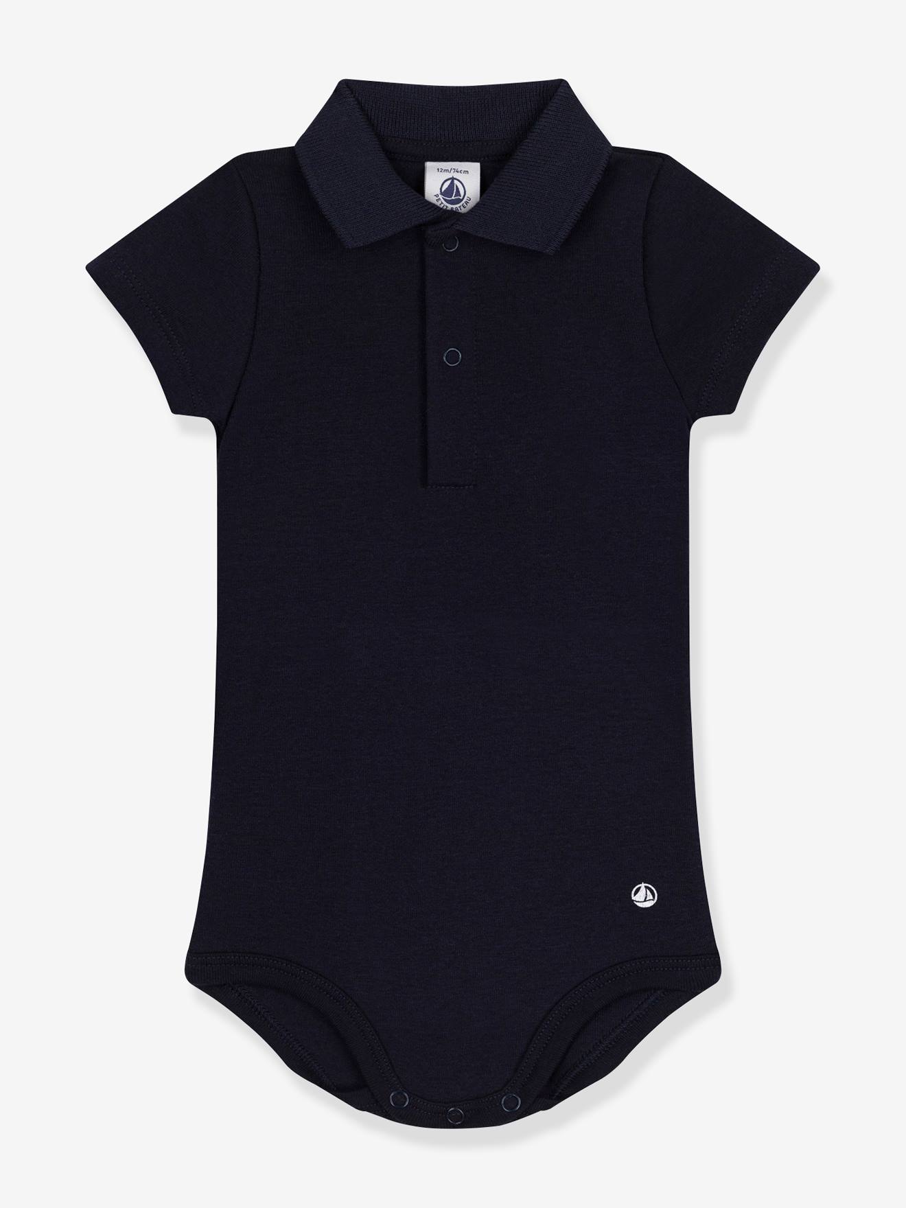 Petit Bateau Baby Kurzarm-Body mit Polokragen PETIT BATEAU, Bio-Baumwolle - marine