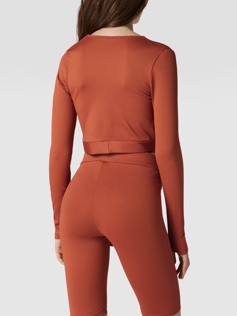 Cropped Longsleeve in Wickel-Optik in rostrot