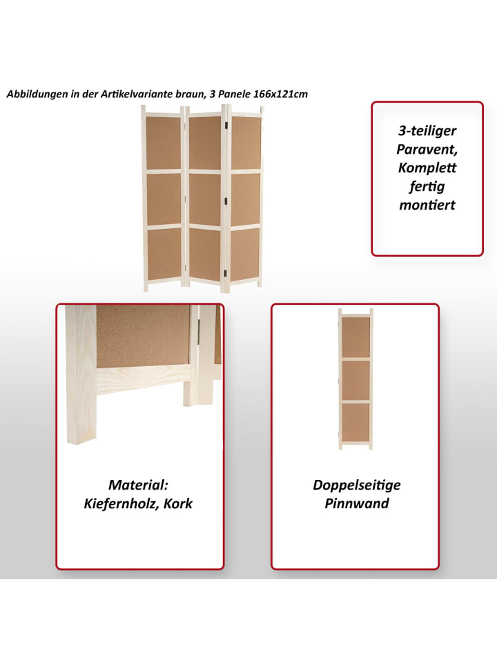 MCW Paravant G52, Braun, 4 Panele 166x160cm günstig kaufen onesize