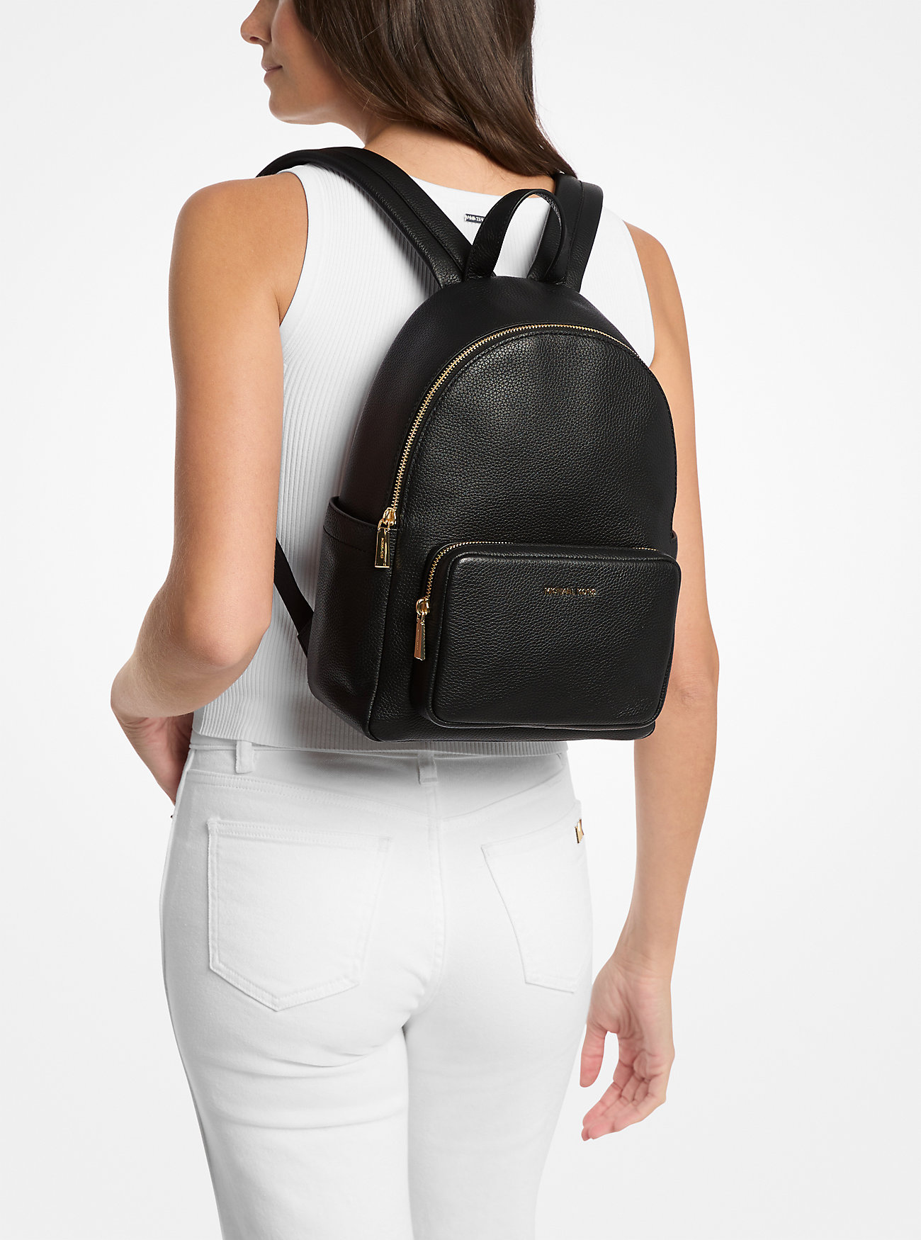 Zaino medio Tanner in pelle martellata - NERO