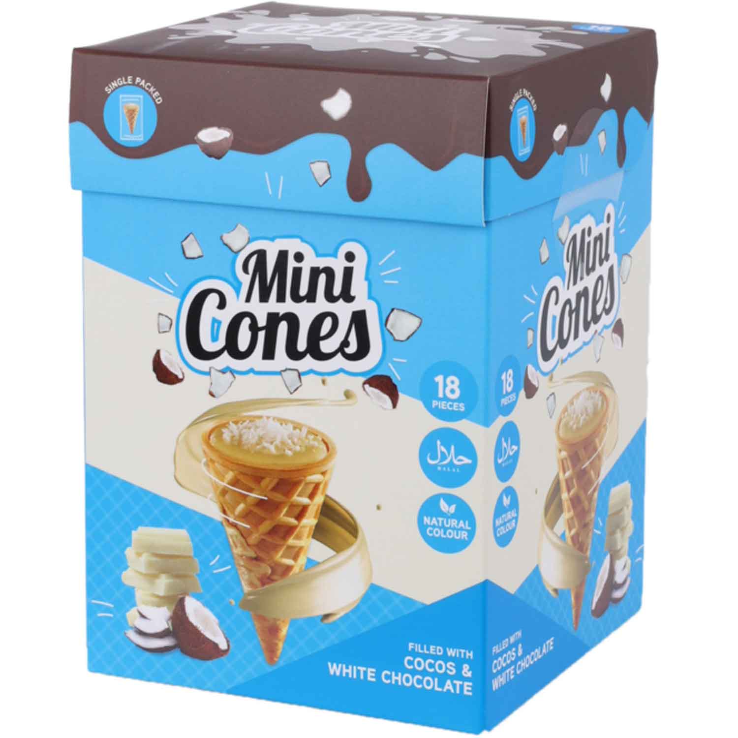 Becky's Mini Cones Cocos & White Chocolate 18er