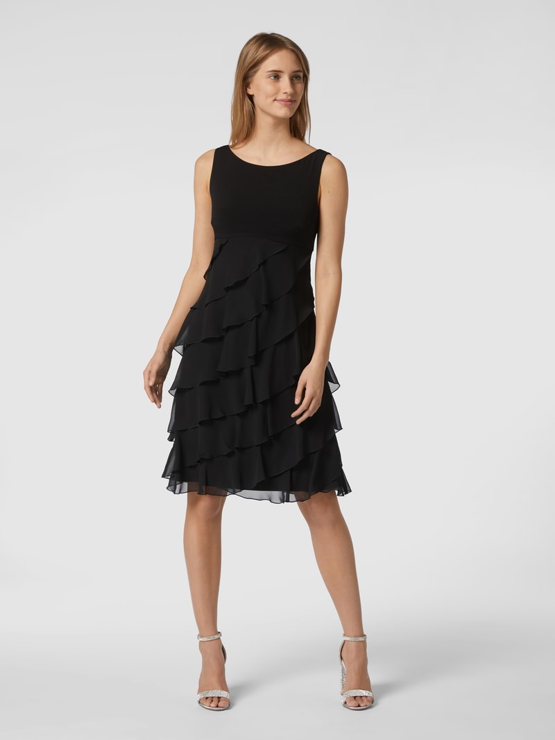 Cocktailkleid aus Chiffon im Stufen-Look in schwarz