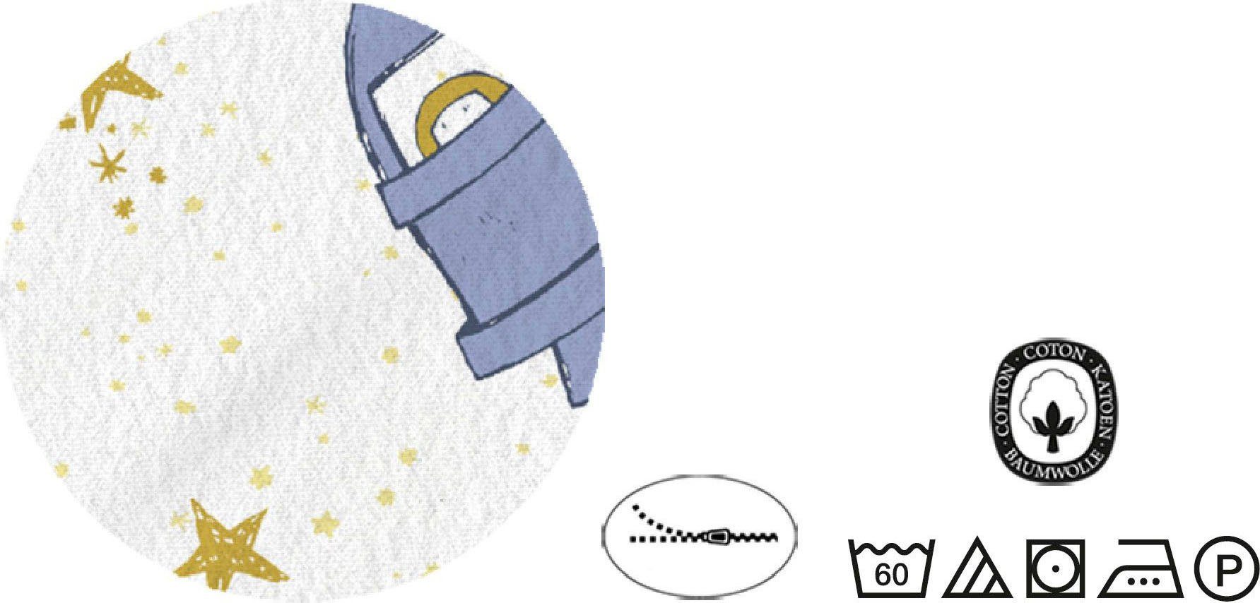 Kinderbettwäsche Julien in Gr. 100x135 oder 135x200 cm, für Kinder, Kinderbettwäsche, Biberna, Feinbiber, 2 teilig, Feinbiber kuschelig warm im Winter, Kinderbettwäsche Weltraum, Kinder