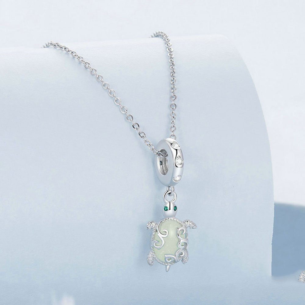 POCHUMIDUU Bead 925 Sterling Silber Leuchtstein Schildkröte diy Anhänger Zubehör (1-tlg., Perlen für Armbänder und Halsketten), Geschenke für liebe Menschen