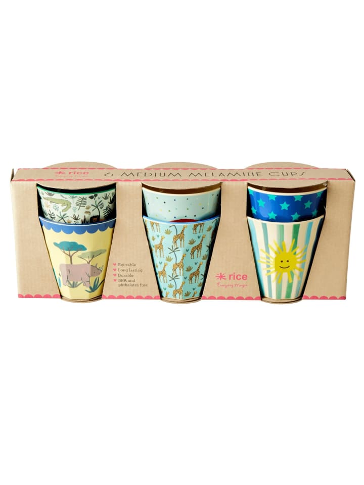 Rice Melamin Becher 6er-Set Funky Prints Blau in diverse günstig kaufen M