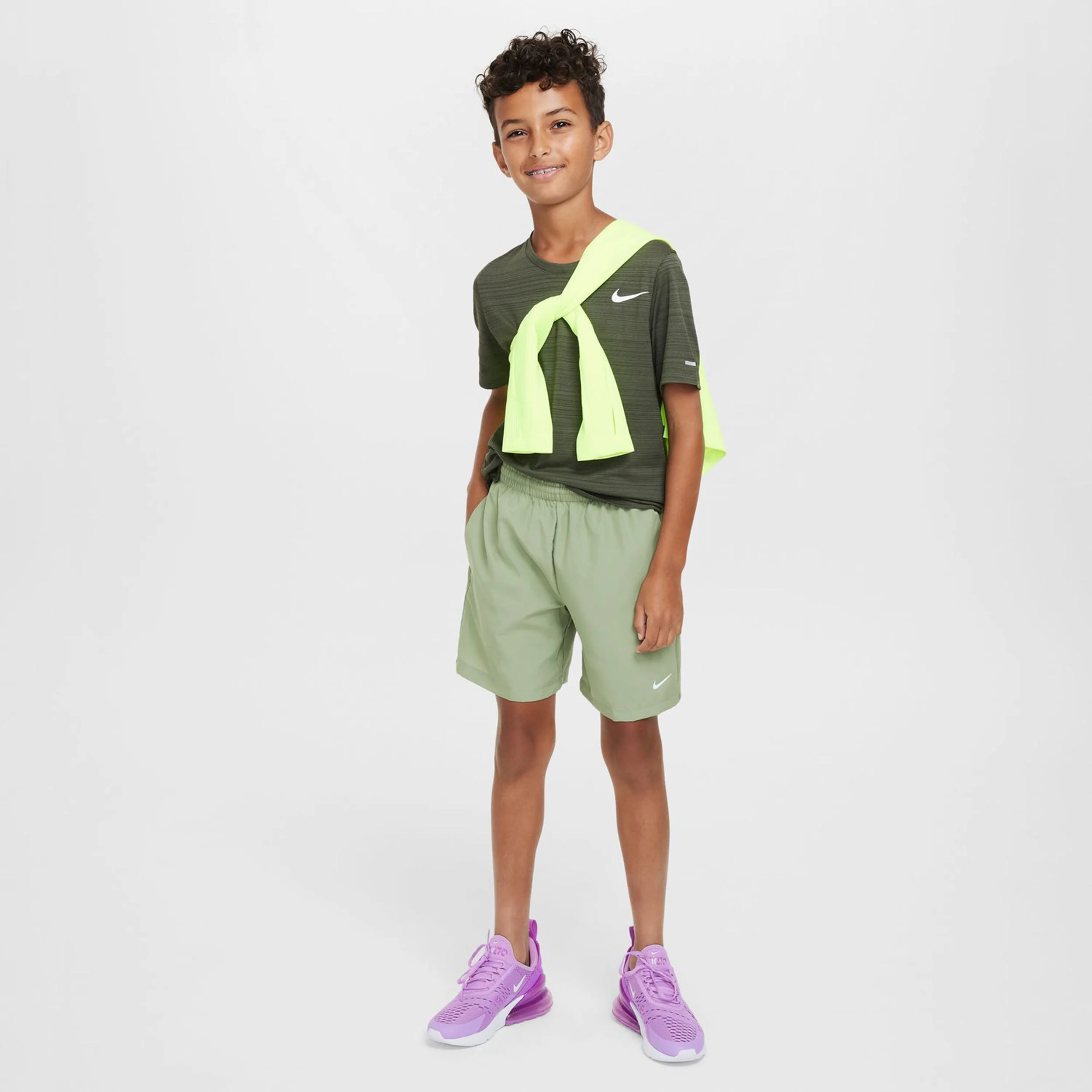 Dri-Fit Multi Woven Shorts Jungen - Oliv, Weiß