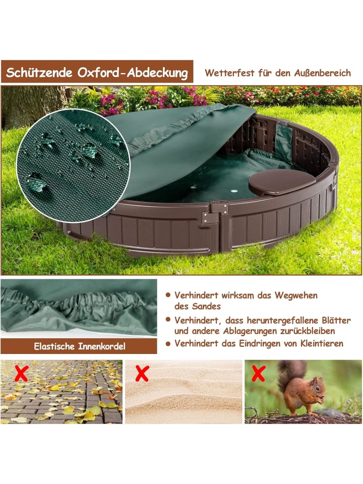 COSTWAY Sandbox rund Ø120cm in Braun günstig kaufen onesize