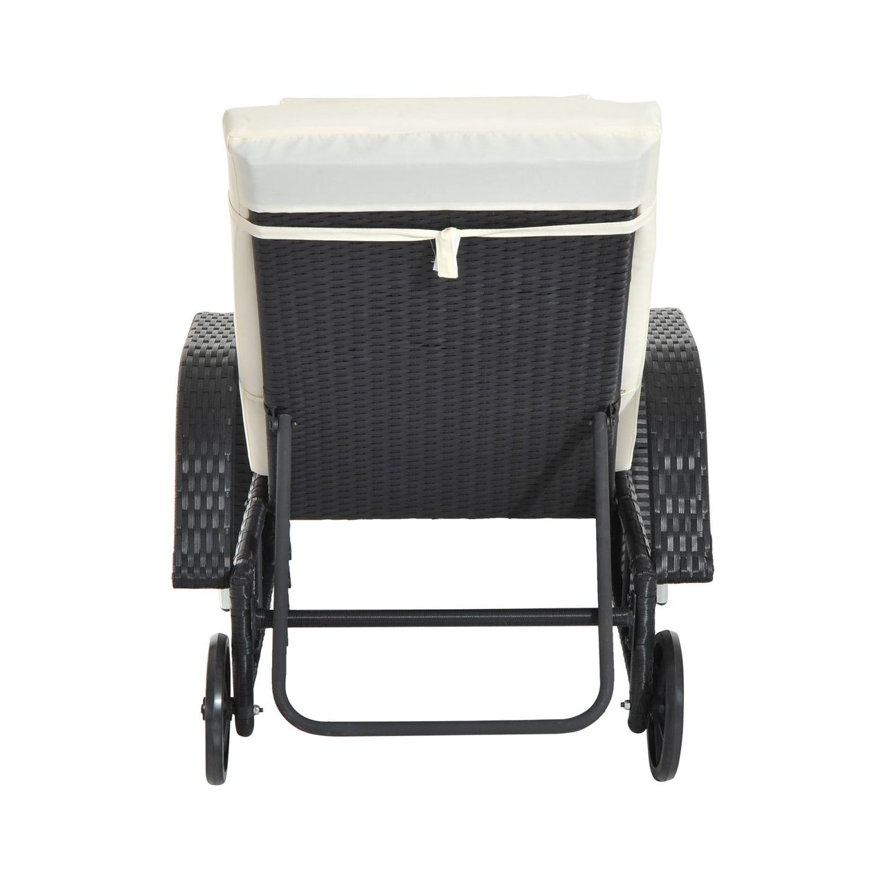 Outsunny Mobile Gartenliege Sonnenliege Rattanliege Gartenmöbel Schwarz