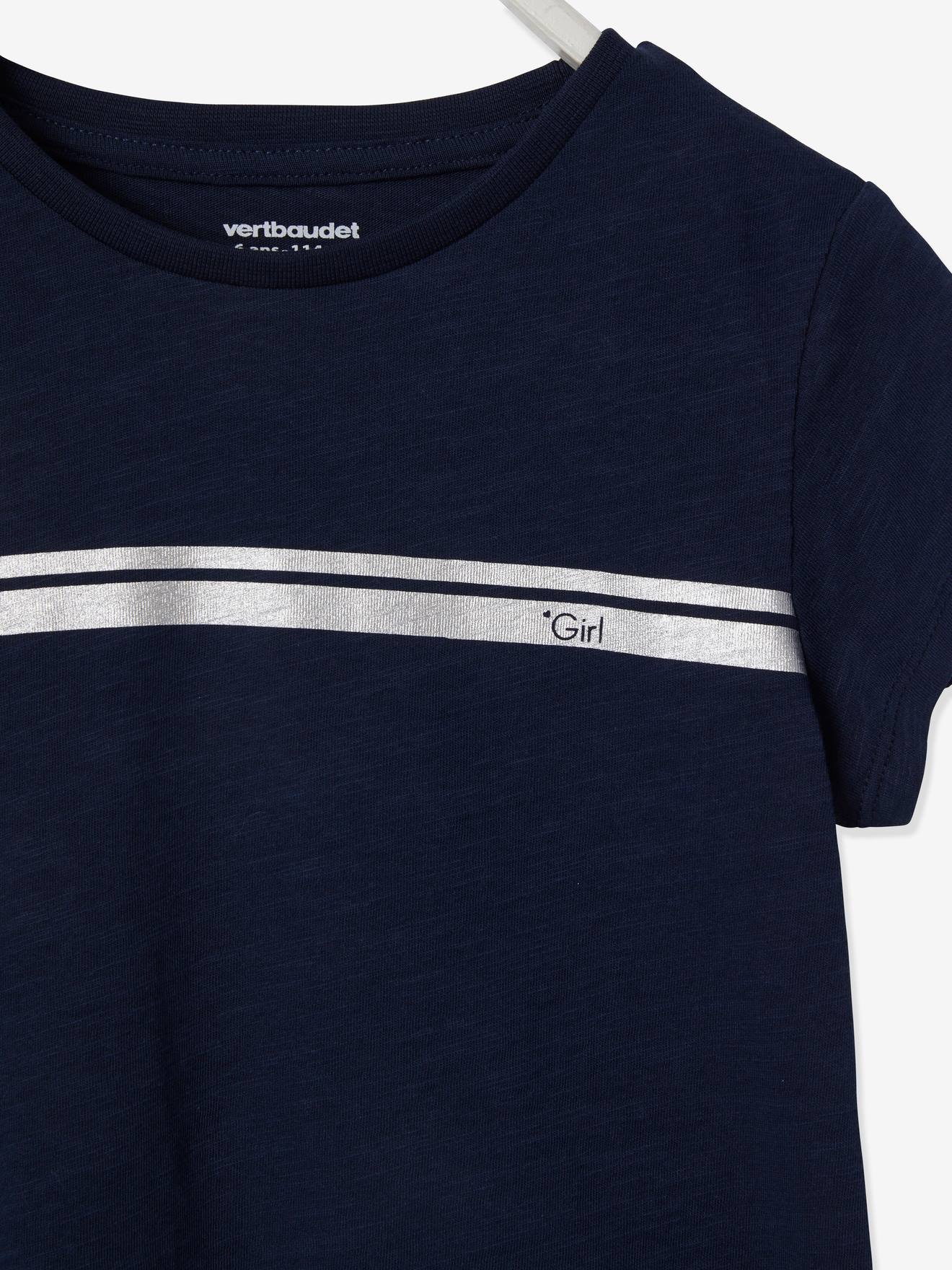 T-shirt de sport Basics fille rayures irisées placées écru
