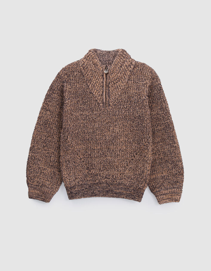 Pull rose cuivré tricot lurex col camionneur fille