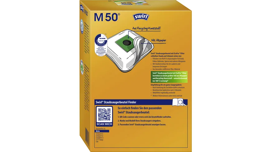 Swirl® M 50 Staubsaugerbeutel EcoPor®