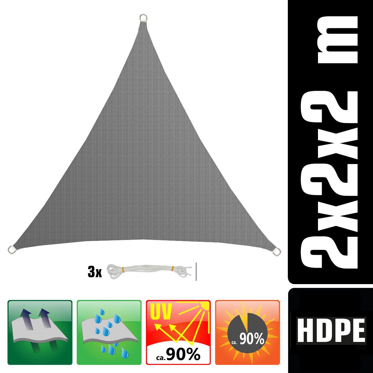 AMANKA 2 x 2 x 2 HDPE Sonnensegel