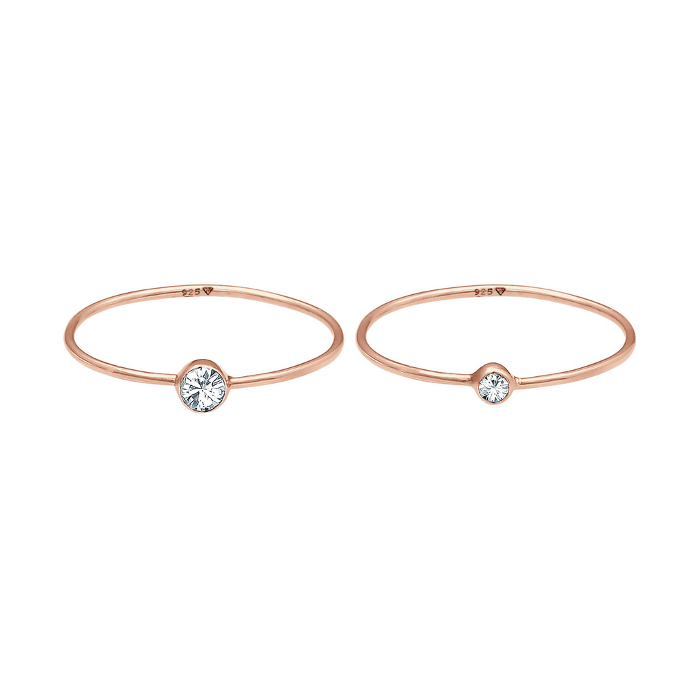 Elli Elli Bague Ensemble pour Femmes Élégant Basique avec Cristaux en Argent Sterling  Bague