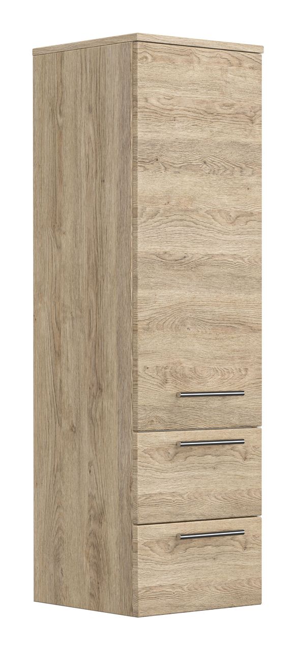 Posseik Hochschrank 120 cm eiche hell seidenglanz mit Glaseinlagen