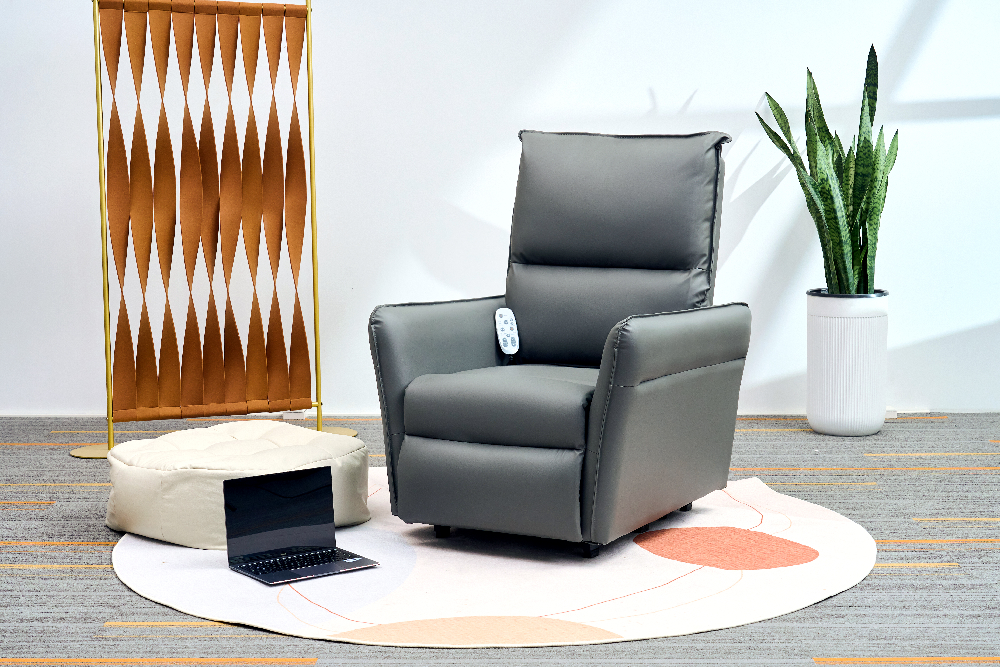 Happy Home elektrischer Schaukel- und Massagesessel mit Heizfunktion, Beinanhebung & Airbag HWP74-GRA grau