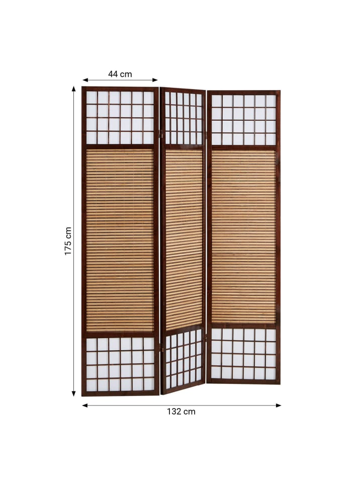 Homestyle4u 3-tlg. Paravent in Braun 132x175 günstig kaufen onesize