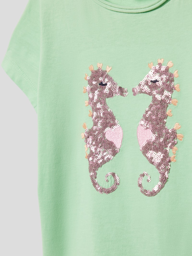T-Shirt mit Paillettenbesatz in mint