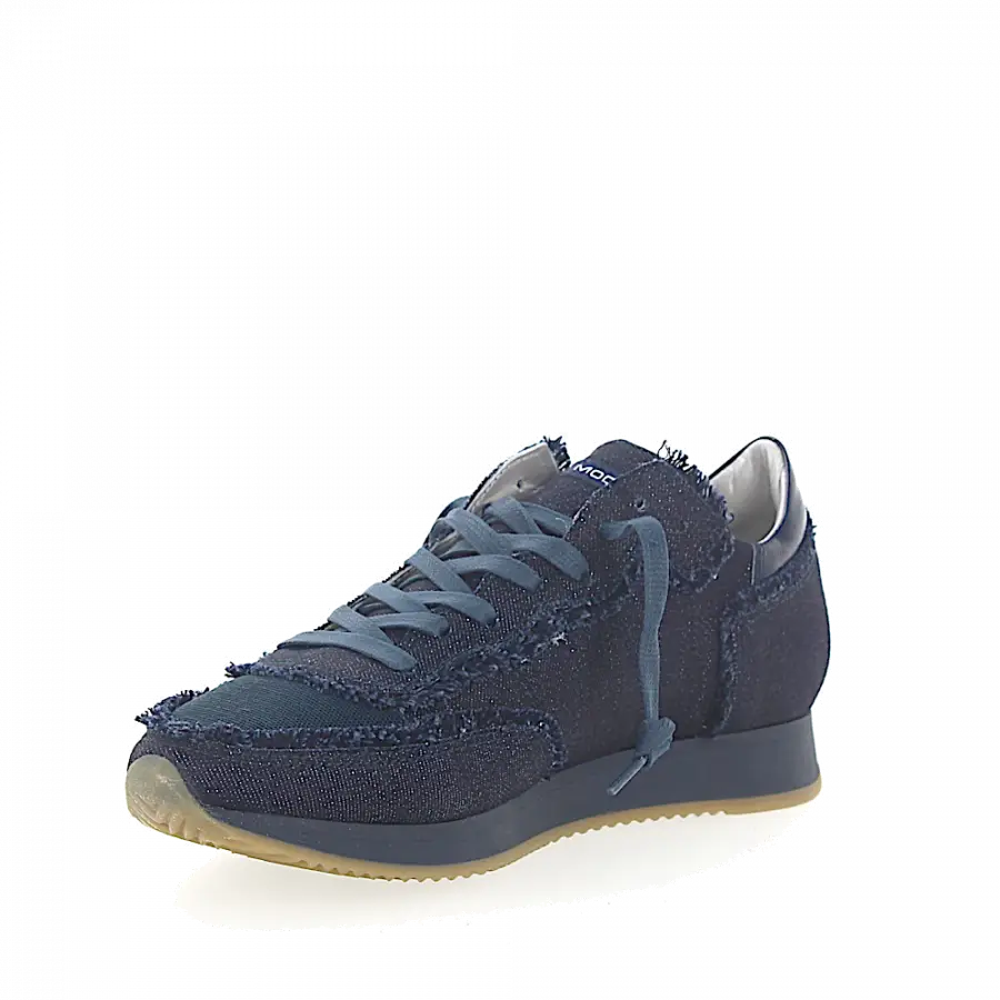 Philippe Model - Sneaker low Veloursleder Fransen Logo dunkelblau - blau