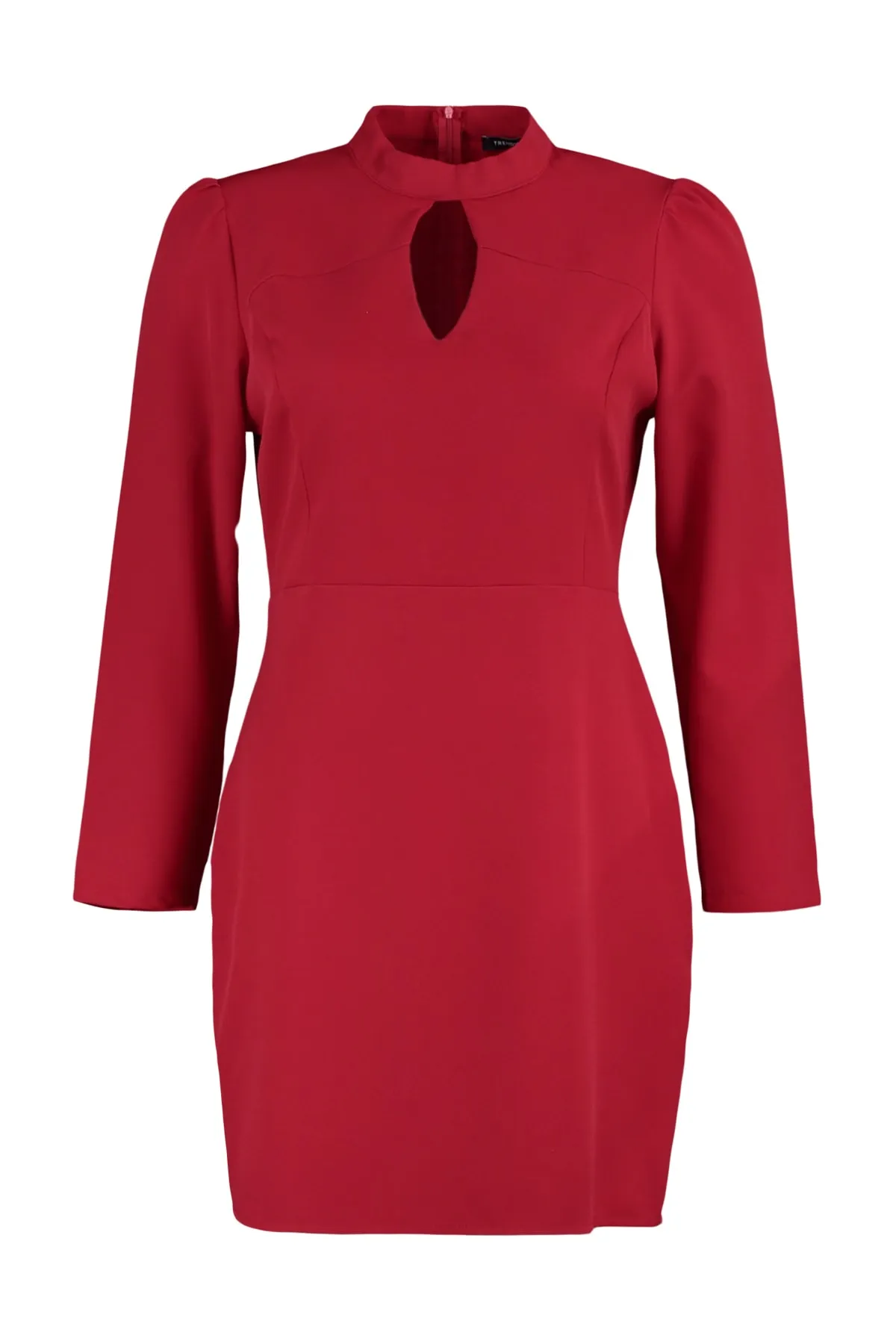 Trendyol Curve  Rotes, gewebtes Kleid mit Kragen und detailliertem Kragen