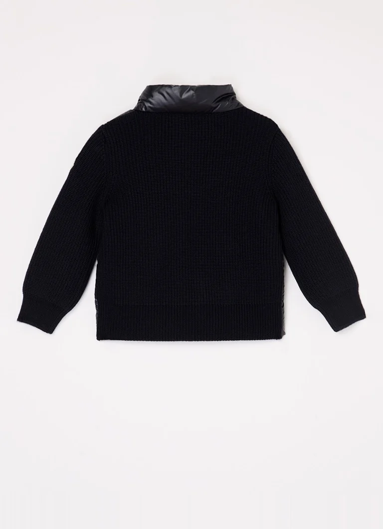 Cardigan Moncler in maglia grossa con parte frontale trapuntata, in misto lana