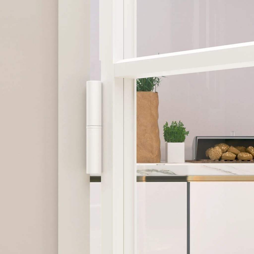 vidaXL Haustür Innentür Weiß 93x201,5 cm Hartglas & Aluminium Schlank (1-St)